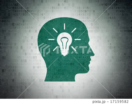 Data concept: Head With Light Bulb on Digital Paper background Data concept: Head With Light Bulb on Digital Paper background 17159582