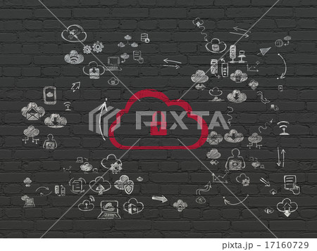 Cloud technology concept: Cloud With Padlock on wall background 17160729