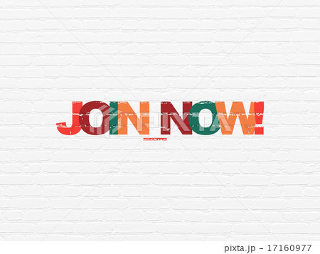 Social media concept: Join now! on wall background 17160977