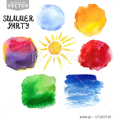 Watercolor splashes.Summer,holiday set. Bright colors 17162316