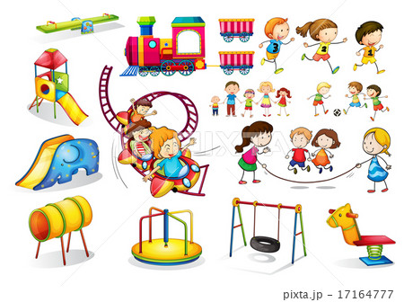 Children playing and playground set 17164777