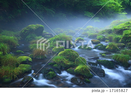 秋田県にかほ市　 夏の元滝伏流水 17165827