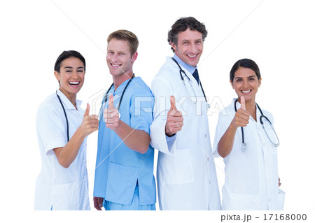 Doctors and nurse gesturing thumbs up 17168000