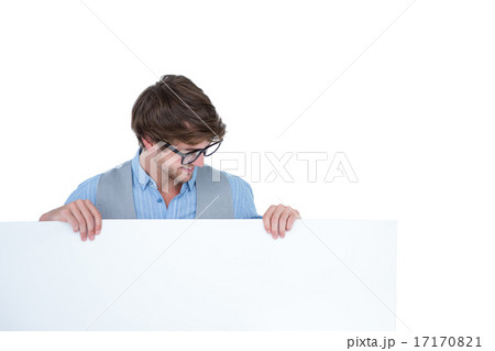 Handsome man holding blank panel Handsome man holding blank panel 17170821