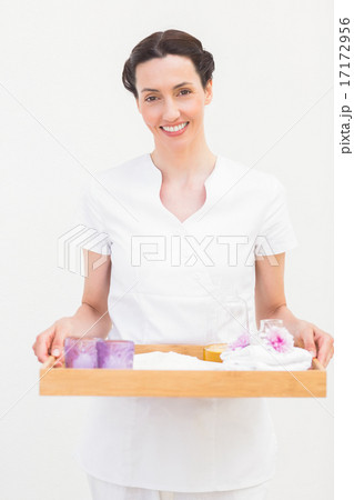 Beautiful woman wear a tray Beautiful woman wear a tray 17172956