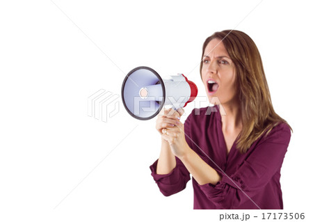 Pretty woman shouting with megaphone 17173506