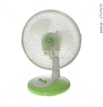 Working Table Electric Green Fan. Isolated 17175275
