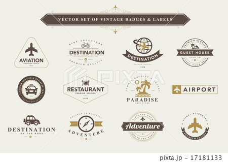 Set of vintage badges and labels. 17181133