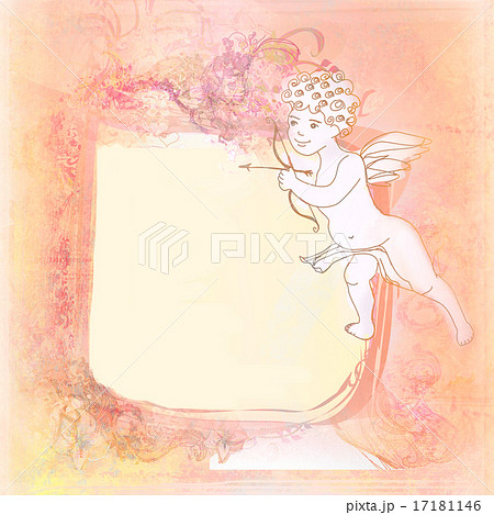 happy valentines day - vintage card with cupid 17181146