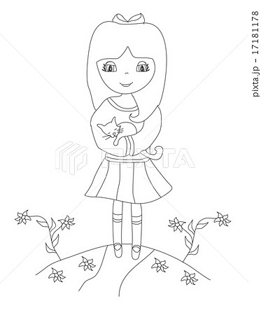 sweet girl and her cat 17181178