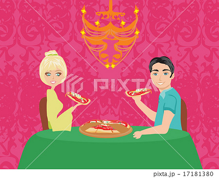 Couple enjoying pizza 17181380