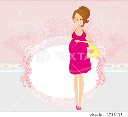 pregnant woman on shopping for her new baby Vector 17181384