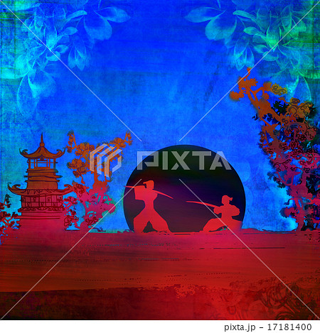 Samurai silhouette in Asian Landscape 17181400