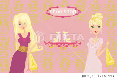 Fashion girls shopping in shoe shop 17181443