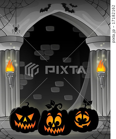 Stylized alcove with pumpkin silhouettes Stylized alcove with pumpkin silhouettes 17182162