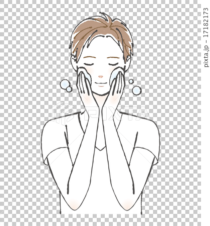 スキンケアする男性イラスト スキンケアする男性イラスト 17182173