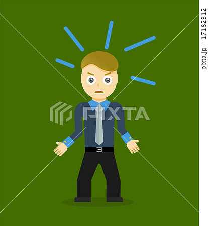 Angry young cartoon businessman or office worker. Flat design Angry young cartoon businessman or office worker. Flat design 17182312