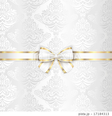 White luxury wedding invitation with white ribbon 17184313