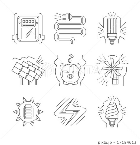 Saving energy thin line vector icons 17184613