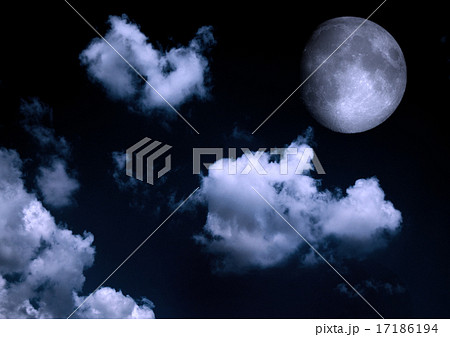 The moon in the night sky in clouds The moon in the night sky in clouds 17186194