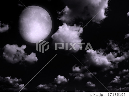 The moon in the night sky in clouds 17186195