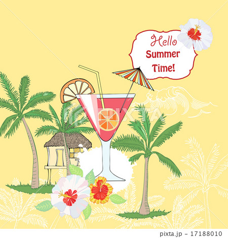 Summer background with cocktail glass and fruit Summer background with cocktail glass and fruit 17188010