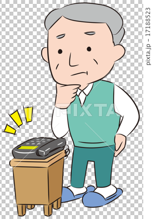 電話　悩むシニア男性 17188523