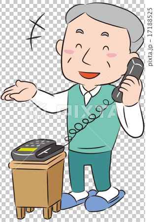 Senior male speaking with telephone smile Senior male speaking with telephone smile 17188525