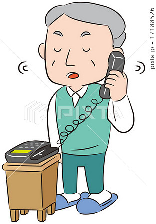 電話 断わるシニア男性 電話 断わるシニア男性 17188526