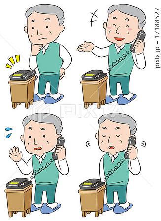 電話　シニア男性の表情セット 17188527