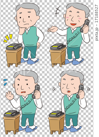 電話　シニア男性の表情セット 17188527