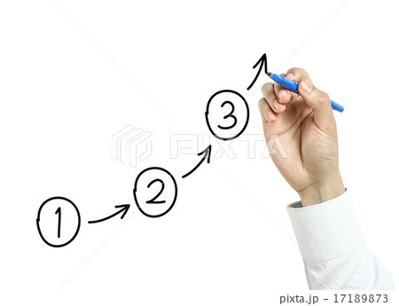 Businessman drawing steps concept 17189873