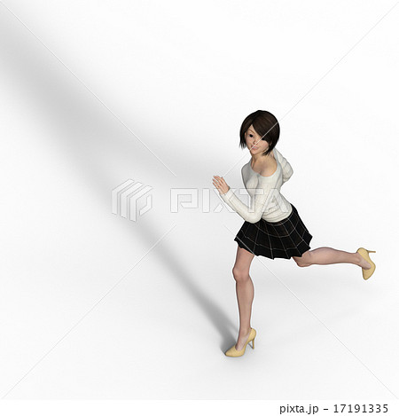 走る若い女性 俯瞰 Perming3dcgイラスト素材のイラスト素材