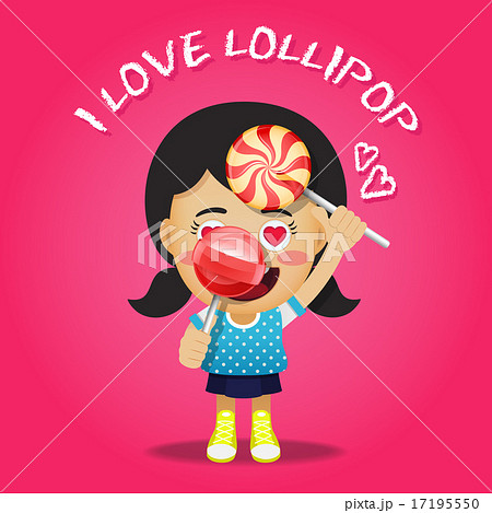 happy woman carrying big lollipops 17195550