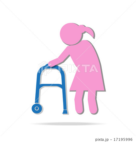 Elderly woman and walker symbol illustration Elderly woman and walker symbol illustration 17195996