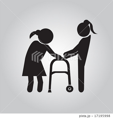 Woman helps elderly patient with a walker Woman helps elderly patient with a walker 17195998