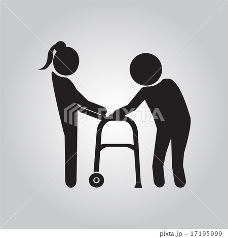 Woman helps elderly patient with a walker 17195999