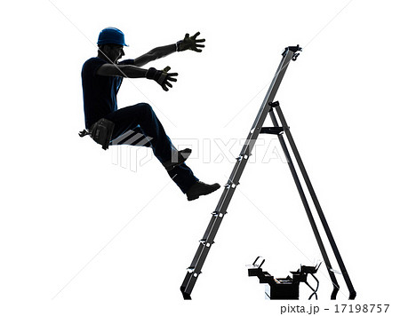 manual worker man falling from ladder silhouette manual worker man falling from ladder silhouette 17198757