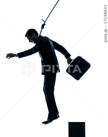 business man suicidal hanging silhouette 17198933