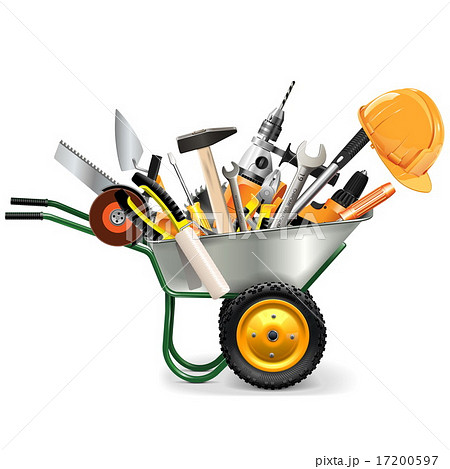 Vector Wheelbarrow with Tools 17200597