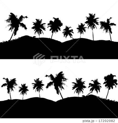 various tropical palm tree landscape black symbols 17202082