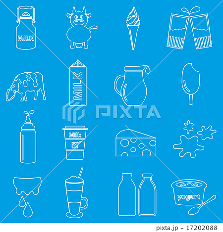 milk and milk product theme outline icons set  17202088