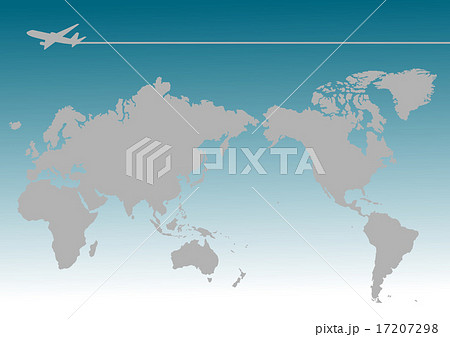 飛行機 世界地図 日本中心 のイラスト素材