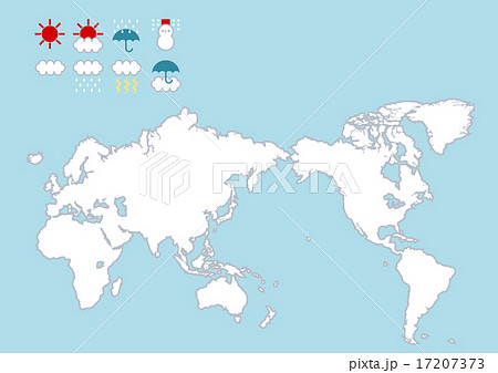 天気 アイコン 世界地図 日本中心 のイラスト素材