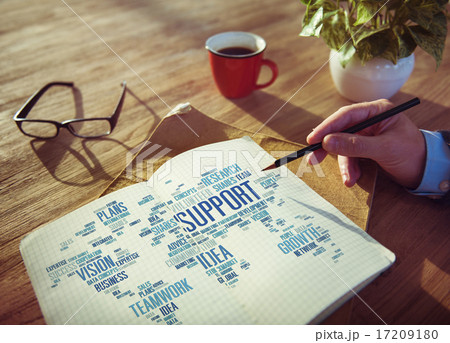 Businessman Planning Notepad Global Business Support Concept 17209180