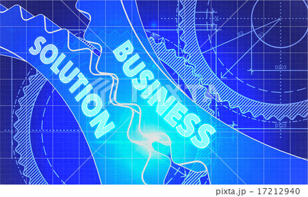 Business Solution on the Cogwheels. Blueprint Style. 17212940
