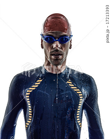 man triathlon ironman athlete swimmers portrait  17213393