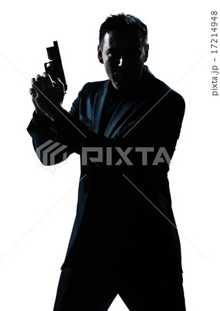 silhouette man portrait with gun 17214948