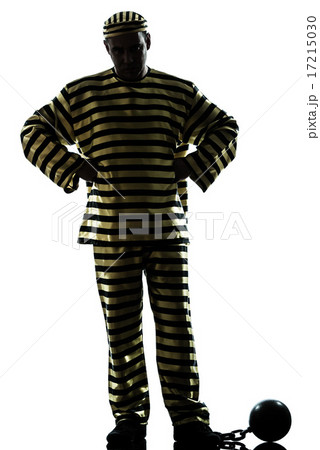 man prisoner criminal with chain ball silhouette 17215030