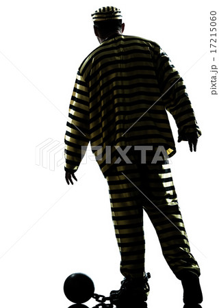 man prisoner criminal with chain ball silhouette 17215060